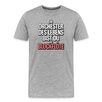 Orchestra of Life Recorder Design - Men's Premium Organic T-Shirt - heather grey - Front - Damien (186cm)