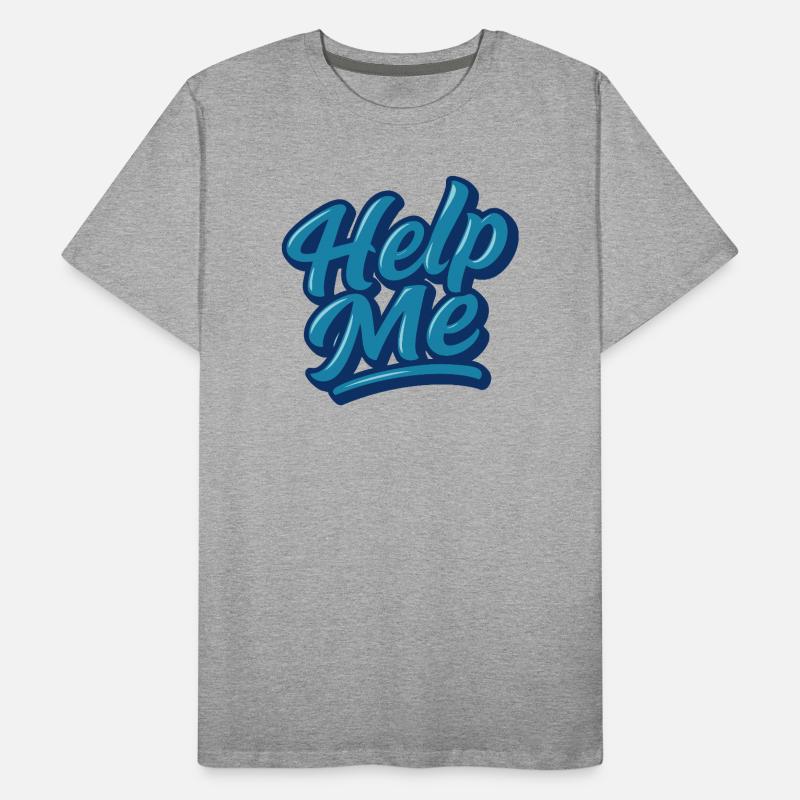 Help Me Blue Script Logo T-shirt bio Premium Homme