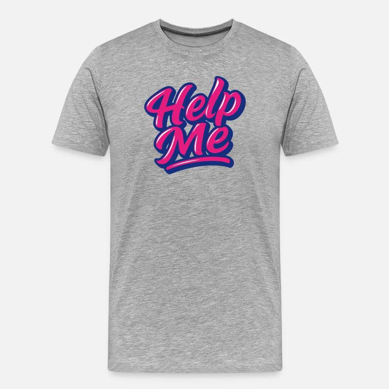 Aide-moi Script Néon - T-shirt bio Premium Homme - gris chiné