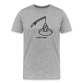 Pêche sur glace « prise à froid » - T-shirt bio Premium Homme - gris chiné - Devant - Damien (186cm)