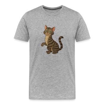 Freche getigerte Katze - Männer Premium Bio T-Shirt - Grau meliert - Vorne - Damien (186cm)