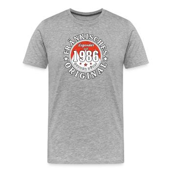 40. Geburtstag 2026 Fränkisches Original Männer - Männer Premium Bio T-Shirt - Grau meliert - Vorne - Damien (186cm)