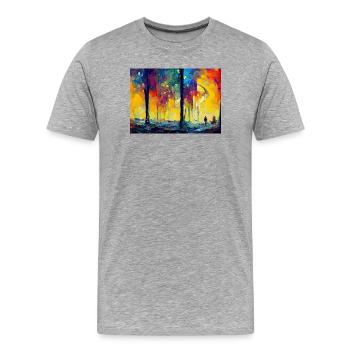 Mondnacht im Farbwald - Männer Premium Bio T-Shirt - Grau meliert - Vorne - Damien (186cm)