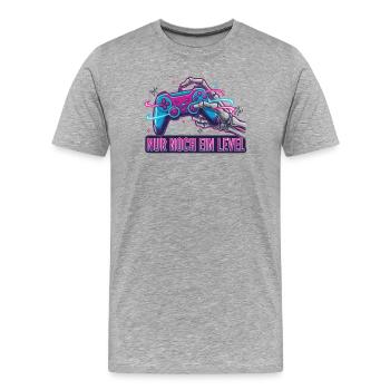 Nur_noch_ein_Level - Männer Premium Bio T-Shirt - Grau meliert - Vorne - Damien (186cm)