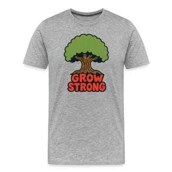 Grow Strong Tree Retro Logo - Men's Premium Organic T-Shirt - heather grey - Front - Damien (186cm)