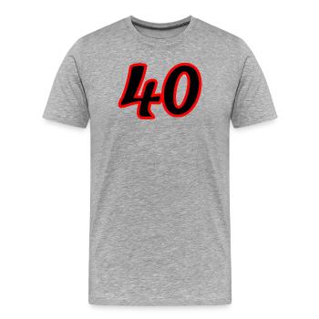 40. 40 ANS. 40e ANNIVERSAIRE. ANNIVERSAIRE 40 ANS. - T-shirt bio Premium Homme - gris chiné - Devant - Damien (186cm)