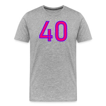 40. 40 ANS. 40e ANNIVERSAIRE. ANNIVERSAIRE 40 ANS. - T-shirt bio Premium Homme - gris chiné - Devant - Damien (186cm)