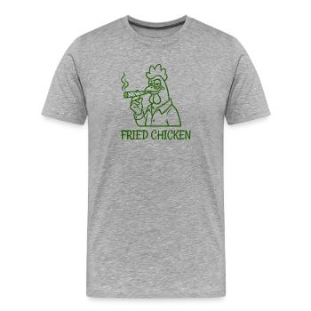 Poulet frit Poulet fumé drôle - T-shirt bio Premium Homme - gris chiné - Devant - Damien (186cm)