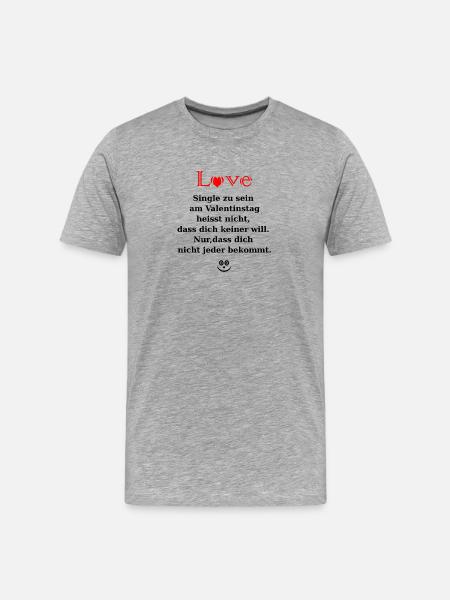 Single to Valentine with heart - Men's Premium Organic T-Shirt - heather grey
