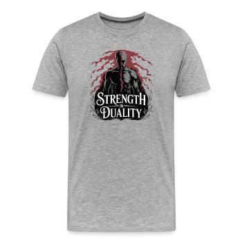 La force de la qualité - T-shirt bio Premium Homme - gris chiné - Devant - Damien (186cm)