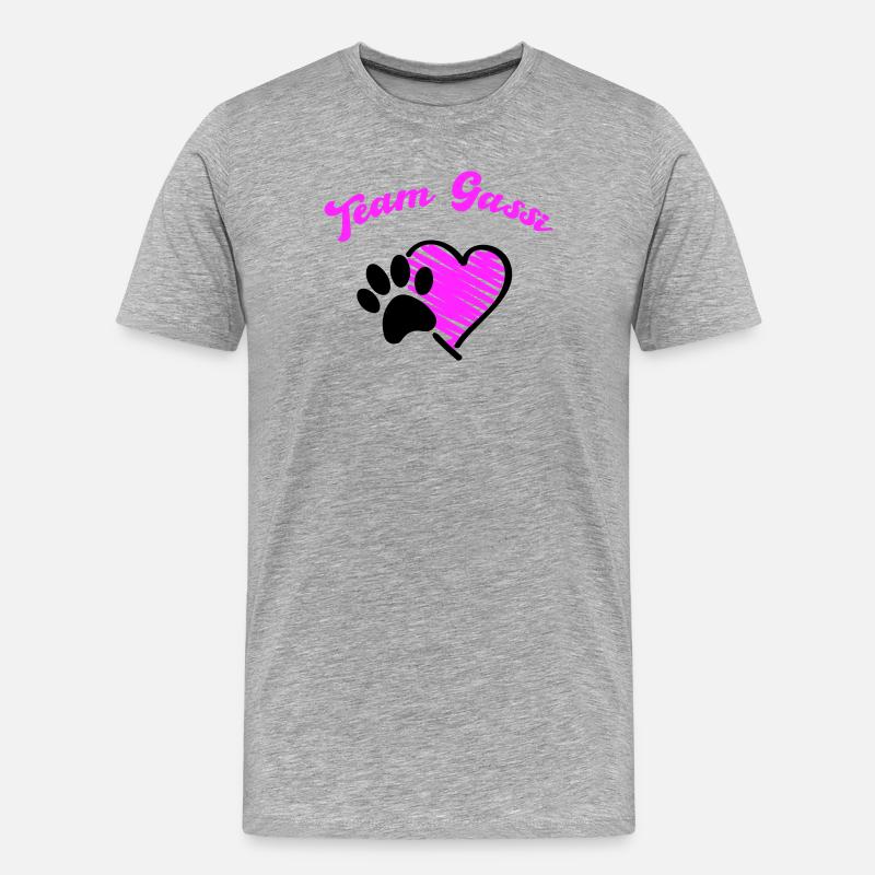 Team Gassi Hund Herz Liebe - Männer Premium Bio T-Shirt - Grau meliert