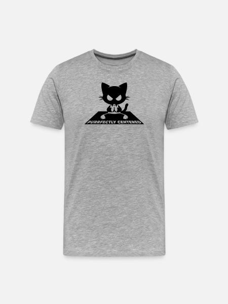 Purrfectly Centered Cat Yoga - Men's Premium Organic T-Shirt - heather grey