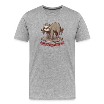 Ich gebe mein Bestes: Gerade so über Trägheit durchhalten - Männer Premium Bio T-Shirt - Grau meliert - Vorne - Damien (186cm)