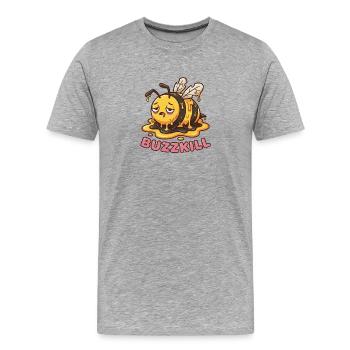 Ne soyez pas un rabat-joie - Design drôle d’abeille - T-shirt bio Premium Homme - gris chiné - Devant - Damien (186cm)