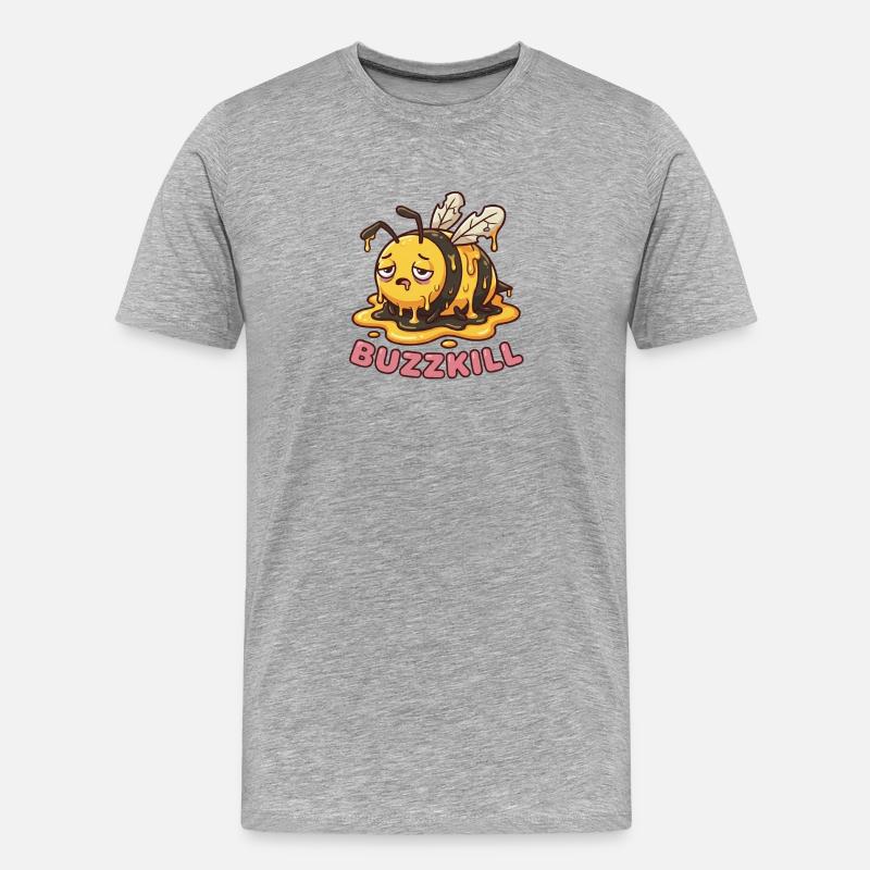 Don't Be A Buzzkiller – Lustiges Bienendesign - Männer Premium Bio T-Shirt - Grau meliert