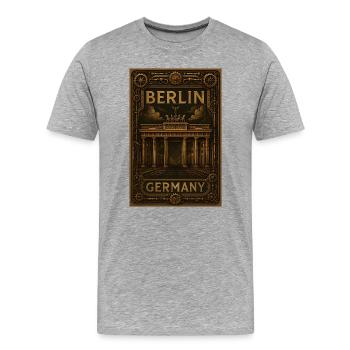 Berlin Germany – Steampunk Bronze Poster - Men's Premium Organic T-Shirt - heather grey - Front - Damien (186cm)