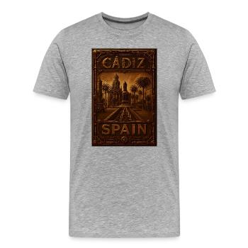 Affiche de Cadix, Espagne – Affiche de voyage steampunk - T-shirt bio Premium Homme - gris chiné - Devant - Damien (186cm)