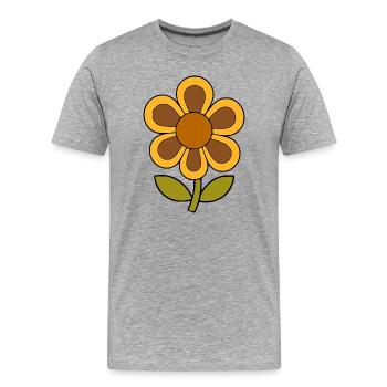 70s Flower Pattern Retro - Men's Premium Organic T-Shirt - heather grey - Front - Damien (186cm)