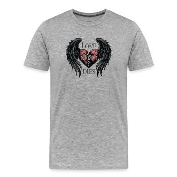 love never dies - Men's Premium Organic T-Shirt - heather grey - Front - Damien (186cm)