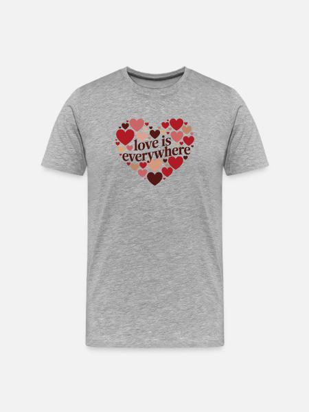 Love ist Everywhere Heart-Design - Männer Premium Bio T-Shirt - Grau meliert