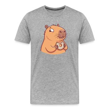 Capybara avec motif d’animal mignon drôle de beignet - T-shirt bio Premium Homme - gris chiné - Devant - Damien (186cm)