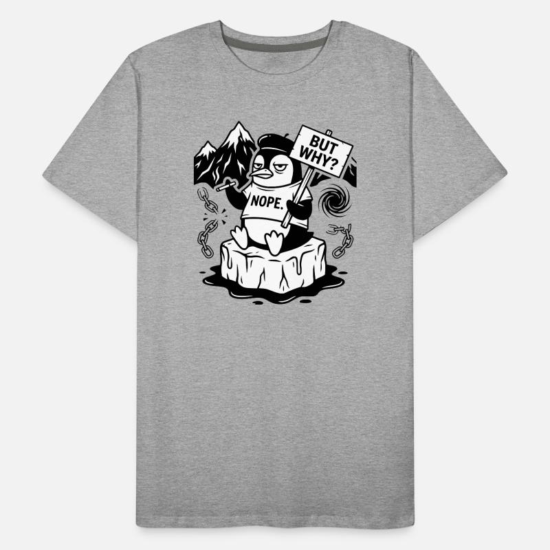 Nope Penguin - Funny Sarcastic Meme Men's Premium Organic T-Shirt