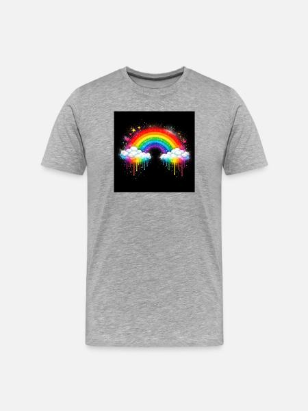Rainbow Cloud Graffiti Drop - Men's Premium Organic T-Shirt - heather grey