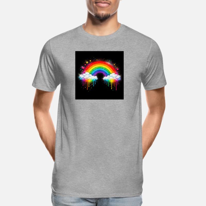 Rainbow Cloud Graffiti Drop Men's Premium Organic T-Shirt