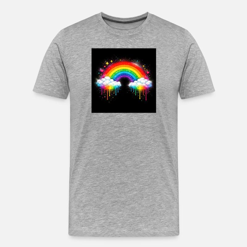 Regenbogenwolke Graffiti-Drop - Männer Premium Bio T-Shirt - Grau meliert
