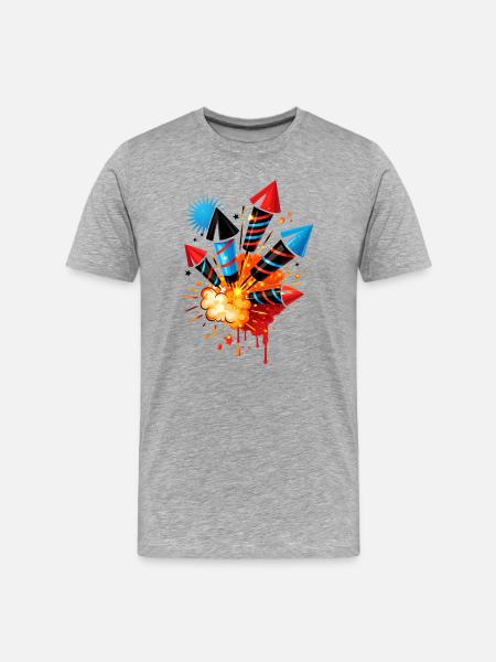 Buntes Feuerwerk Illustration - Männer Premium Bio T-Shirt - Grau meliert