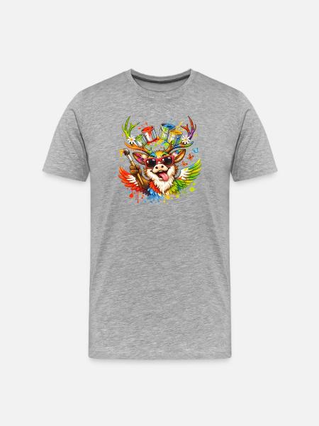 Creative Deer Art Illustration - Men's Premium Organic T-Shirt - heather grey