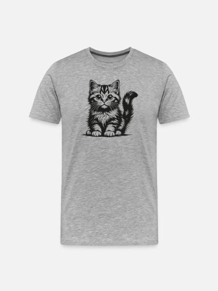 Black cat in pencil drawing - Men's Premium Organic T-Shirt - heather grey