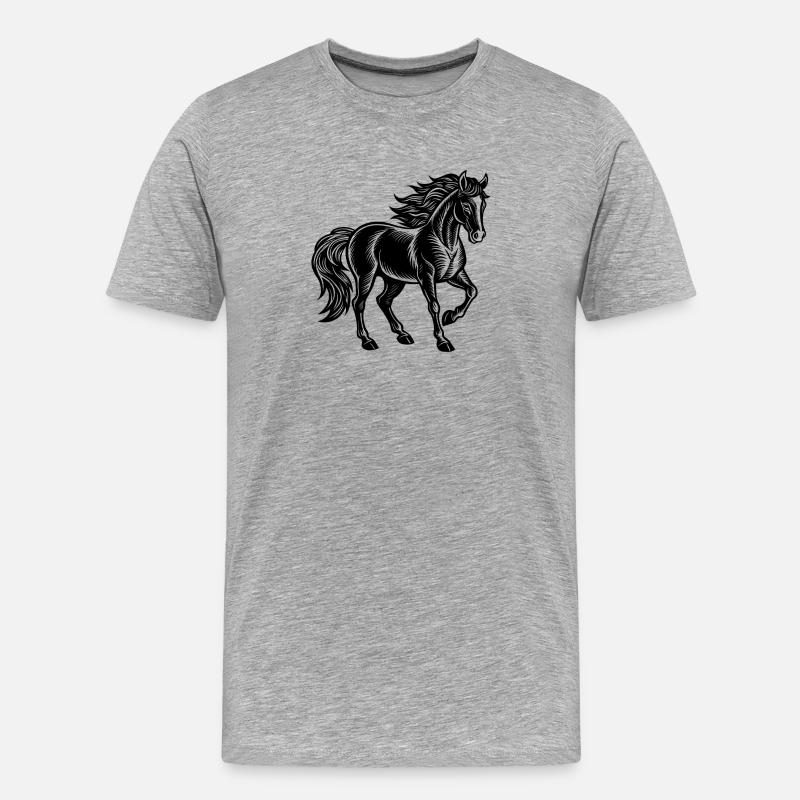 Pferd - Männer Premium Bio T-Shirt - Grau meliert