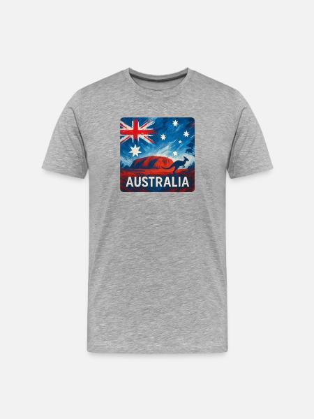 Australien Reise Design - Männer Premium Bio T-Shirt - Grau meliert