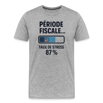 Période fiscale : chargement lent, café rapide - T-shirt bio Premium Homme - gris chiné - Devant - Damien (186cm)