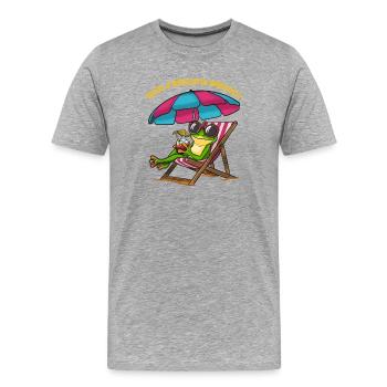 Grenouille dans une chaise longue de plage - T-shirt bio Premium Homme - gris chiné - Devant - Damien (186cm)