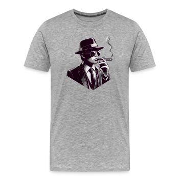 Noir Gentleman avec un cigare - T-shirt bio Premium Homme - gris chiné - Devant - Damien (186cm)