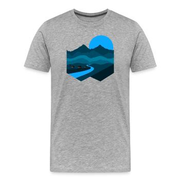 Chanson de la montagne | Appartement minimaliste Blue Moonlight - T-shirt bio Premium Homme - gris chiné - Devant - Damien (186cm)