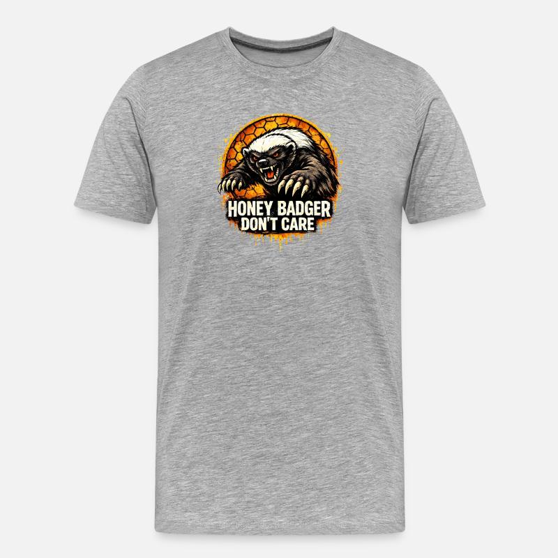 Honigdachs, das ist mir egal. - Männer Premium Bio T-Shirt - Grau meliert
