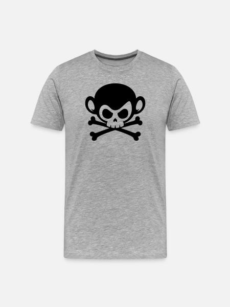 Skull monkey with crossed bones - Men's Premium Organic T-Shirt - heather grey