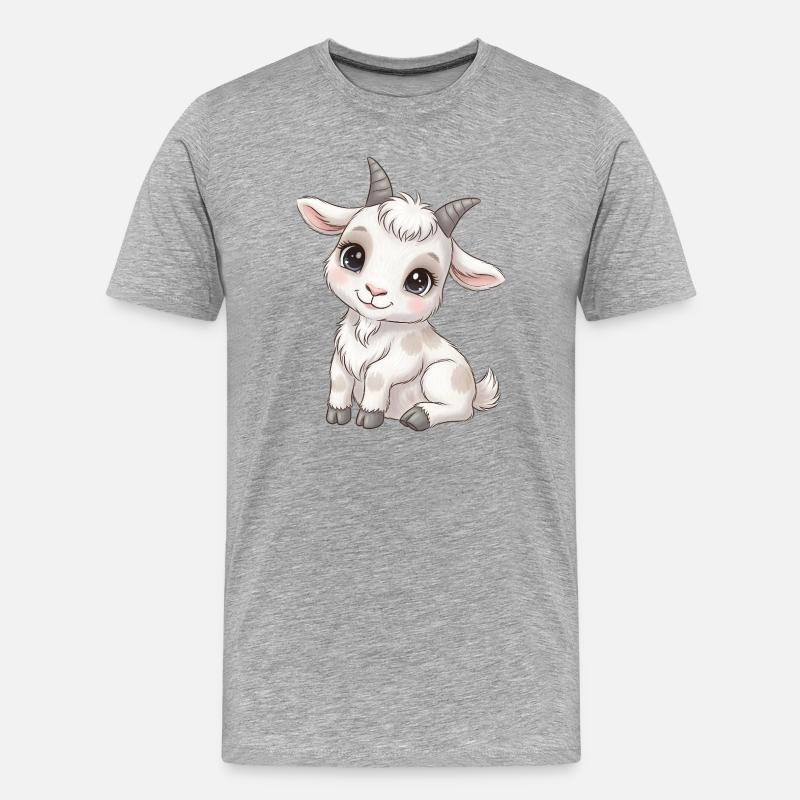 Ziege im Mondlicht - Männer Premium Bio T-Shirt - Grau meliert