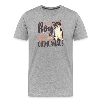 Chihuahua Chihuahueño Boy Just A - Männer Premium Bio T-Shirt - Grau meliert - Vorne - Damien (186cm)