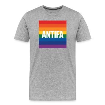 Antifa - Antifascist Merch - Men's Premium Organic T-Shirt - heather grey - Front - Damien (186cm)