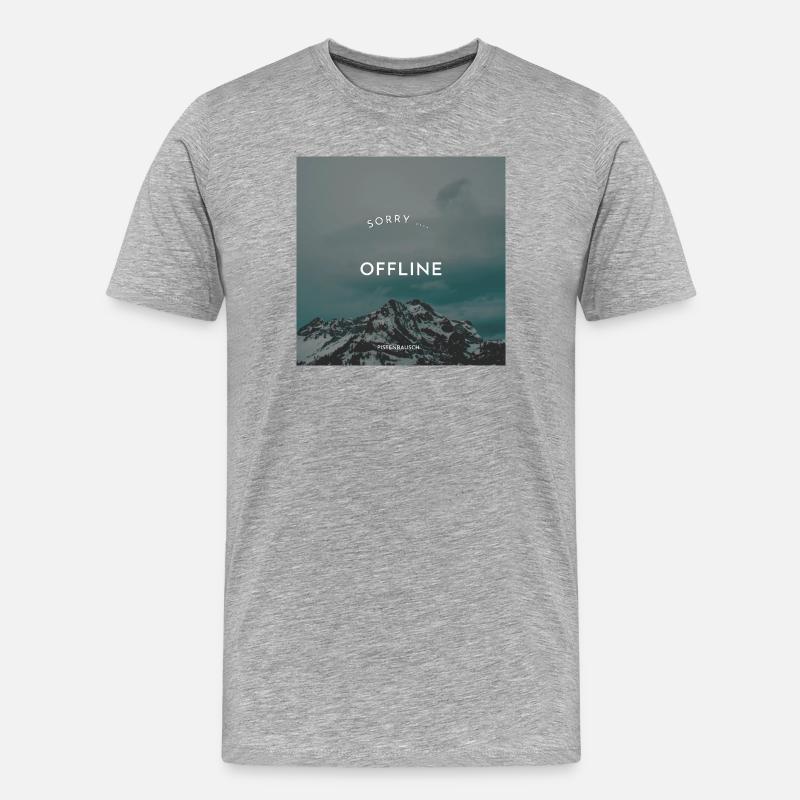Offline in den Bergen - Männer Premium Bio T-Shirt - Grau meliert
