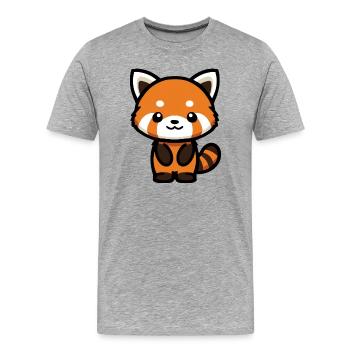 Red panda - cute drawing, sweet animal - Men's Premium Organic T-Shirt - heather grey - Front - Damien (186cm)