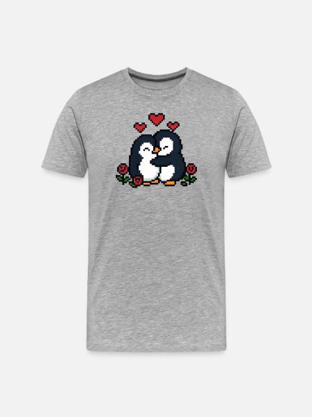 Pixel Penguin - T-shirt bio Premium Homme - gris chiné