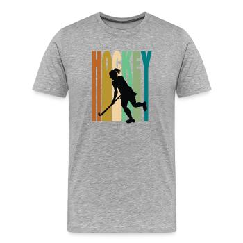 Hockey sur gazon féminin rétro vintage - T-shirt bio Premium Homme - gris chiné - Devant - Damien (186cm)