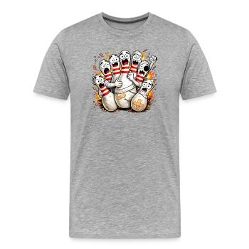 Des quilles de bowling drôles avec peur de la balle - T-shirt bio Premium Homme - gris chiné - Devant - Damien (186cm)