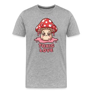Toxic Love Sad Mushroom Kawaii Design - Men's Premium Organic T-Shirt - heather grey - Front - Damien (186cm)