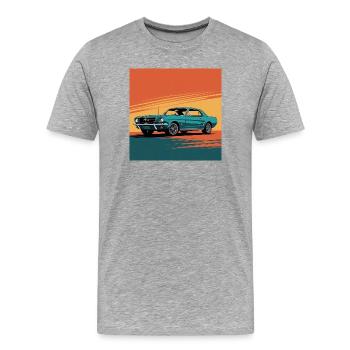 Türkis-Muscle Car bei Sonnenuntergang - Männer Premium Bio T-Shirt - Grau meliert - Vorne - Damien (186cm)